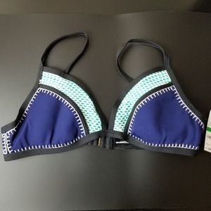 BAR III - Bikini Mesh Piped Triangle Midnight sz L